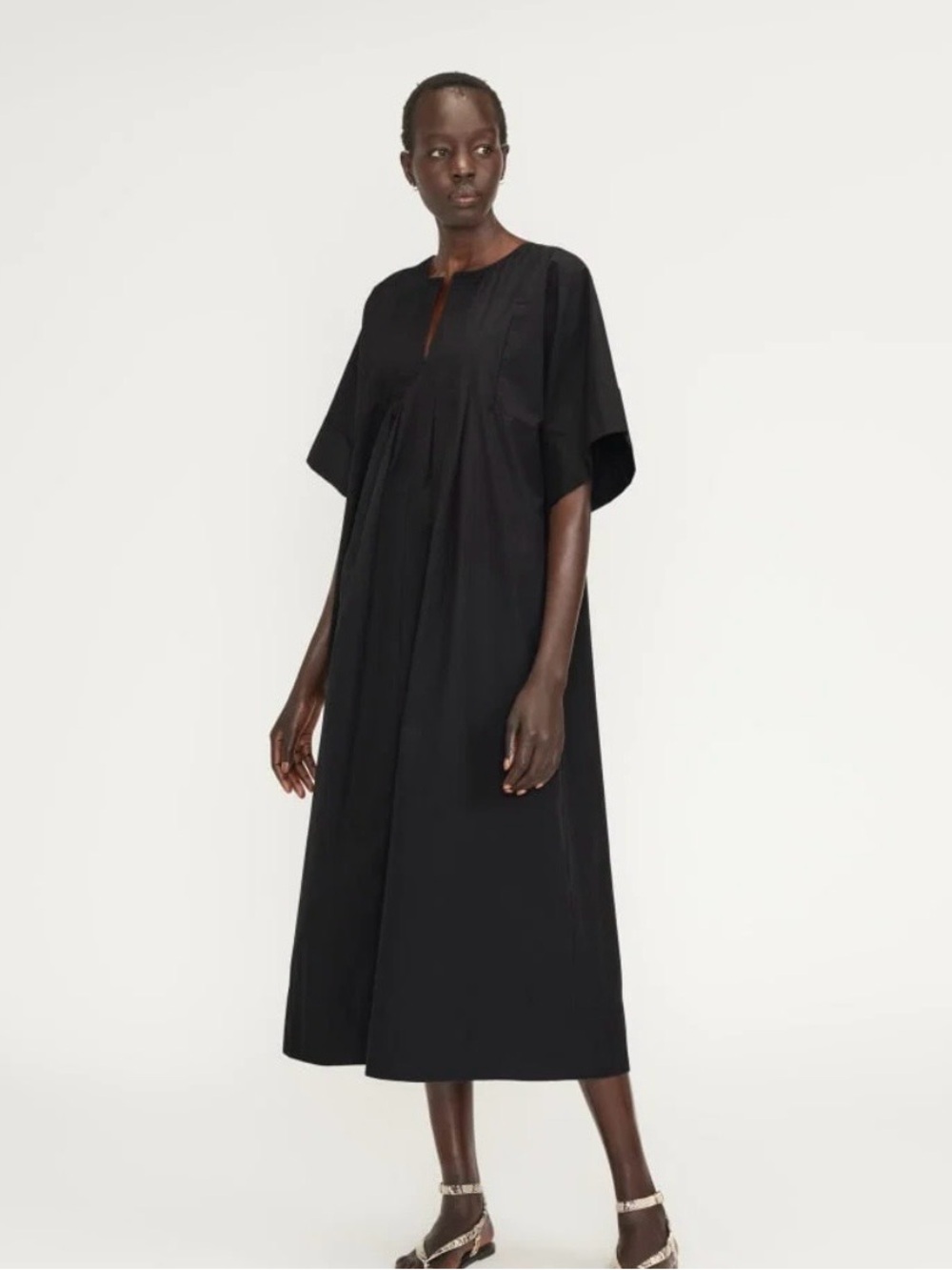 Everlane Black Poplin Kaftan Dress
